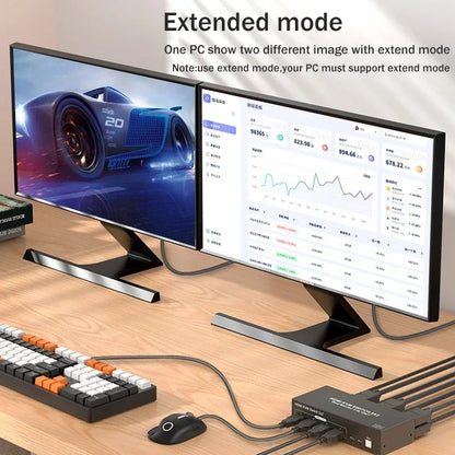 2X2 KVM Switch Dual Monitor 4k 60Hz HDMI 2.0 KVM Switch Extended Display HDMI DisplayPort USB 3.0 KVM Switch 2 in 2 out for PC